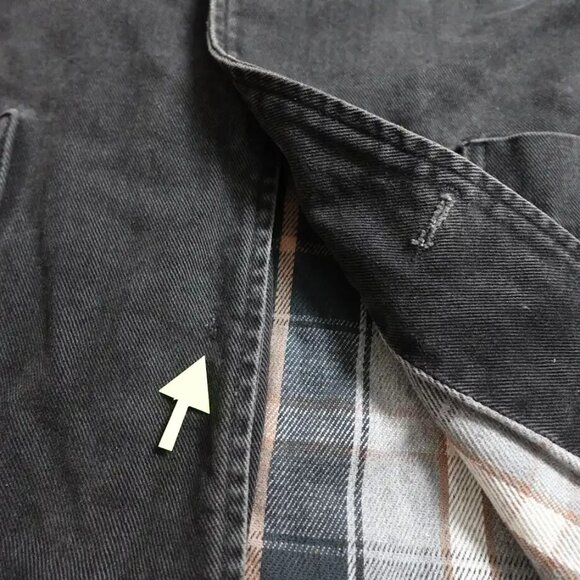 Vintage Guess Jeans Jacket Women's Medium Black Denim Plaid Lined Button Up - Picture 2 of 9